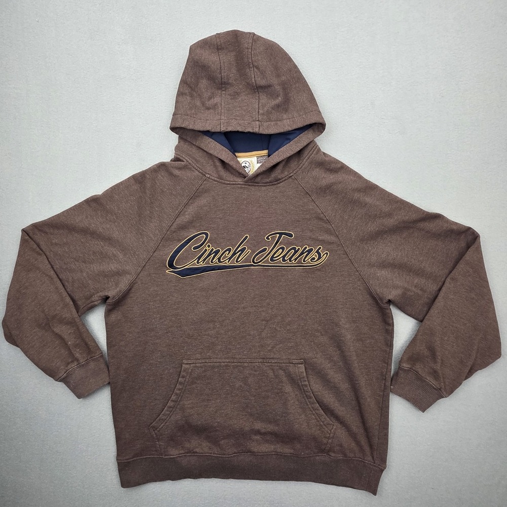 Cinch Jeans Hoodie Mens Size Large Brown Western Rodeo Cowboy Roper Work Chore